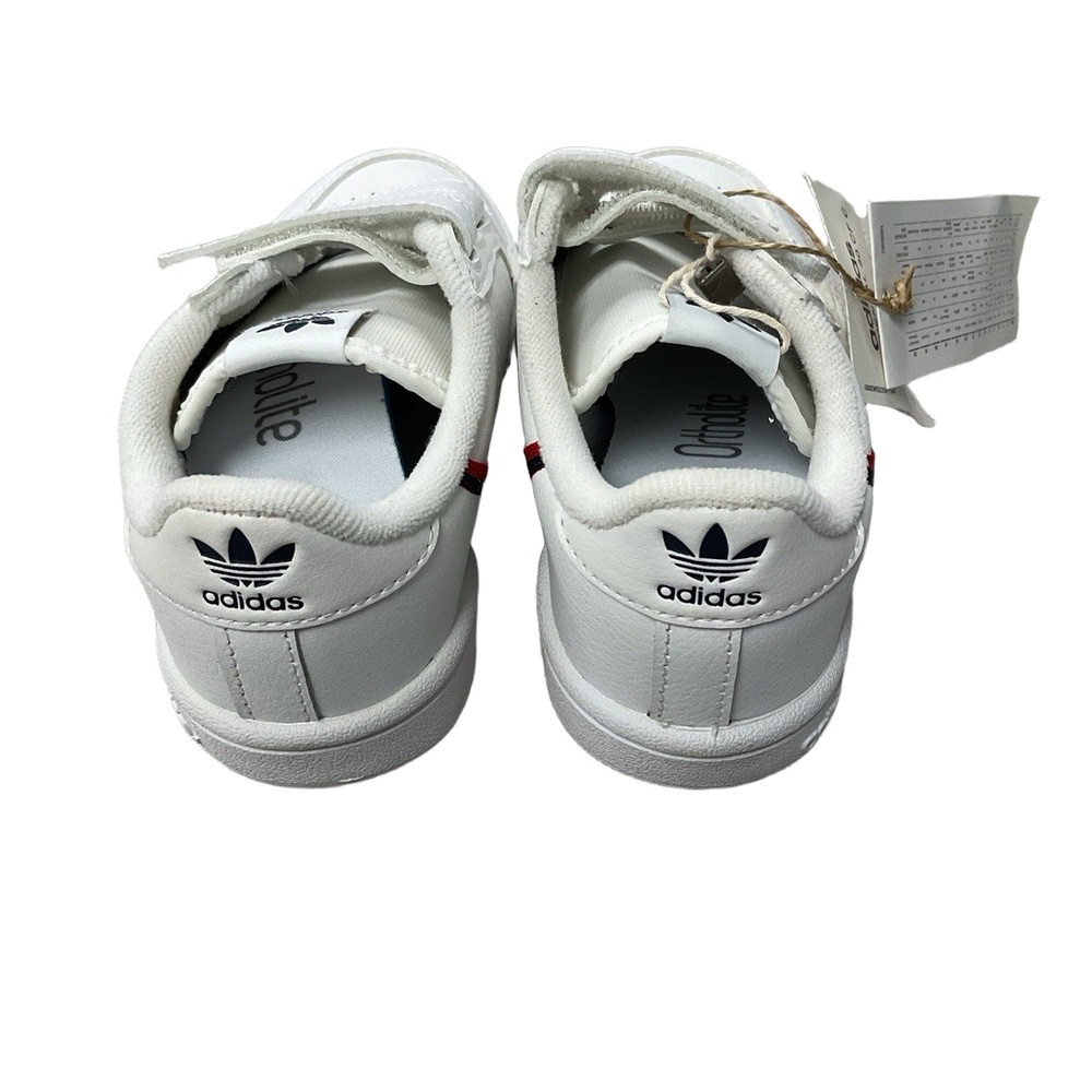 NWT Adidas Kids Continental 80 Sneakers US 12K White Retro Velcro Ortholite - Picture 3 of 9